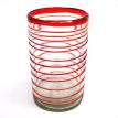  / vasos grandes con espiral rojo rub, 14 oz, Vidrio Reciclado, Libre de Plomo y Toxinas